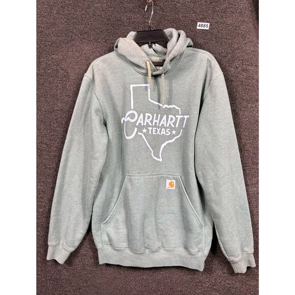 Carhartt Hoodie Sweatshirt Mens Small Green Texas Graphic Loose Fit Pullover - Picture 1 of 7